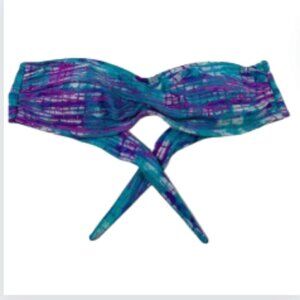Delia*s Aqua Purple Bandeau Swim Top, Medium